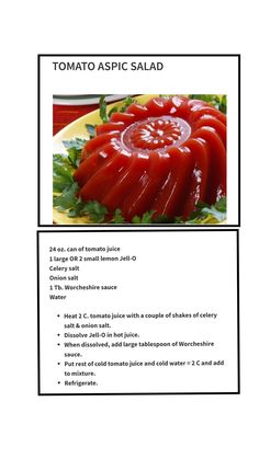 the recipe for tomato aspic salad is shown