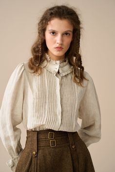 Sharon 21 |pintucked luxury linen shirt blouse Among The Wildflowers, Victorian Blouse, Cape Coat, Linen Blouse, Luxury Linen, Women Shirts Blouse, The Clouds, The Cool, Linen Shirt