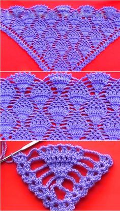 crocheted doily is shown with scissors on the side and another photo shows how to do it