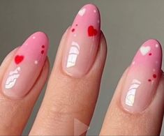 Nail Ideas One Color, Coffin Trendy Nails, Trendy Nails Ideas 2023, Nails Almond Trendy, Stiletto Pink Nails, Pink Nails Valentines Day, Valintens Nail Ideas, Valentines Day Nails Heart, Pink Nails Valentines