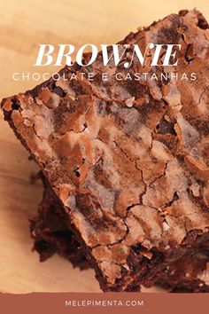 two brownies stacked on top of each other with the words browne chocolate ecasthans