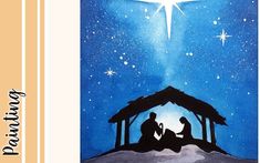 How To Paint The Nativity Scene: 10 Amazing and Easy Tutorials! Nativity Watercolor, Watercolor Nativity, Native Christmas, Silhouette Watercolor, Watercolor Christmas Card