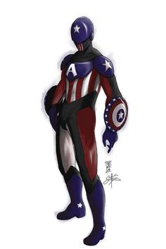 a drawing of captain america standing with his hands in his pockets