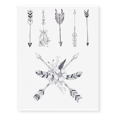 an illustration of arrows and flowers on a white paper with the words, i love you