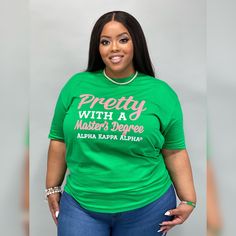 Unisex Fit. Model wearing 2XL. (Collage is only design mock-ups. Kelly green color on model is actual color of this tee.) Alpha Kappa Alpha Jackets, Aka Apparel, Aka Sorority Gifts, Alpha Woman, Aka Sorority, Alpha Kappa Alpha, Sorority Outfits, Mock Ups, Black Excellence