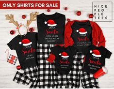 Matching Christmas Family Shirts, Christmas Holiday Family Matching Shirts, Xmas Family Gathering T-shirts, Matching Christmas Family Pajamas ADULT SHIRT DETAILS We use Bella + Canvas t-shirts. UNISEX sizing - they are meant to have a loose fit. Please refer to our sizing chart in the photos for measurements along with tips on the fit for both ladies and guys. BABY & KIDS SHIRTS & BODYSUITS Depending on availability we alternate between the brands Bella + Canvas and Rabbit Skins bodysuits/tees, both have the same fit and are premium quality *If you are looking for a different fit, tank top, sweatshirt or kids shirt, please contact us and we can accommodate your request. ► CARE INSTRUCTIONS:  Wash shirts with cold water, inside out, and hang to dry. NEVER put an iron directly on the image. Christmas Family Pajamas, Matching Christmas Family, Family Matching Shirts, Christmas Family Shirt, Spooky Designs, Family Christmas Shirts, Family Shirt, Family Pajamas, Adulting Shirts