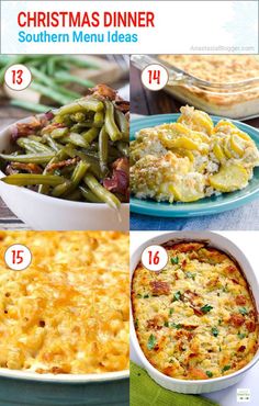 christmas dinner menu with green beans and casserole