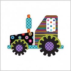 an image of a toy truck with polka dots on the front and wheels in the back