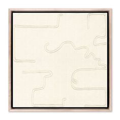 an abstract painting with lines and shapes in beige, white and black on a cream background