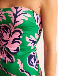 Support Bandeau Swimsuit - Green Tambourine, Rose Blush | Boden US Chic Strapless Swimwear With Removable Bra Pads, Green Bandeau Swimwear With Removable Bra Pads, Swimsuit Green, Tunic Leggings, Bandeau Swimsuit, Green Swimsuit, Boden Uk, Rose Blush, Tambourine