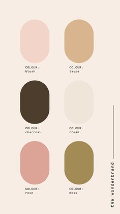 different shades of brown, pink, and green are shown in this graphic design guide