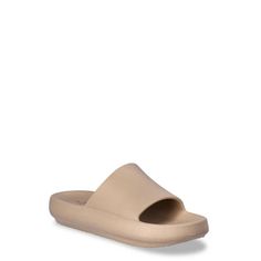 No Boundaries Comfort Slide Sandals give you those slip em on and go vibes. The perfect pick for your days-off, vacays, and relaxing moments in-between, these foam slides are designed for lightweight comfort and low-key looks. These slide sandals are perfect to throw in your bag for post-workout ease, or if youre traveling and need to switch things up last minute. Features a contoured footbed for a supportive fit and a platform sole for a little lift. Only at Walmart. Size: 11.  Color: Brown.  G Foam Slides, Walk Outside, Coffee Run, Relaxing Moments, Post Workout, No Boundaries, Early Morning, Low Key, Grocery Store