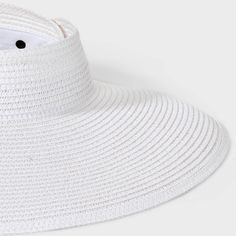 This Straw Visor Hat from Shade & Shore™ is sure to be your new summertime favorite. Made from midweight paper-blend material, this solid-color straw hat boasts a UPF 50+ rating as well as a stylish 4.75-inch brim to shield your face in style during gardening, boardwalk outings or leisurely town strolls. The visor hat has an adjustable snap-closure band at the back for a customizable fit and features a packable design making it convenient to bring it wherever your fun in the sun takes you. Shade White Lightweight Straw Hat For Outdoor, White Summer Panama Hat For Outdoor, White Panama Hat For Beach Season Outdoor Activities, Packable Visor Hat For Spring, White Straw Hat For Outdoor Vacation, Packable Hats For Spring Sunbathing, White Straw Hat With Upf 50+ For Outdoor, Packable Hats For Sunbathing In Spring, Spring Wide Brim Visor With Upf 50+