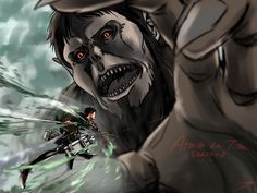 an animated image of a zombie attacking a man