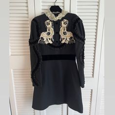 Gucci Mini Dress -Dog Embroidered Detail -Authentic -Size S -Includes Designer Hanger -Retail $5,035 **New Condition **Inquire For Details On Matching Bag Gucci Dresses, Gucci Mini, Hanger Design, Dog Dresses, Colorful Dresses, Gucci, Mini Dress, Womens Dresses, Red