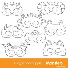 printable monster masks for kids to color