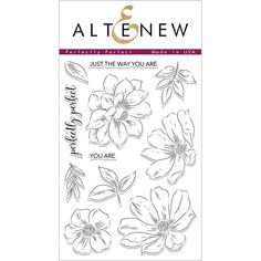 altenew clear stamps - just the way you are, flowers and leaves on white background