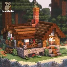 a small house made out of wood and bricks