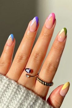 Spring is in the air and so are our stunning rings! Add the perfect finishing touch to your nail look with rings from Little Sky Stone! From pops of color with our gemstone rings to our textured gold rings, there are so many ways to elevate your look! 💖🌸 #springjewelry #springnails #goldrings #cutenails #goldjewelry #colorfulnails #easternails #nailart #gemstonerings Rainbow Nail Art Designs, Nails 2025, Rainbow Nails Design, Rainbow Nail Art, Valentine Nails, Cute Spring Nails, Nail Art Designs Summer, Spring Nail Art, Summer Acrylic Nails