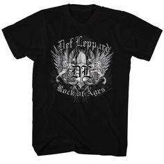 a black t - shirt with an image of a skull and wings on it