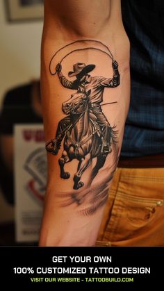 a man with a cowboy tattoo on his arm