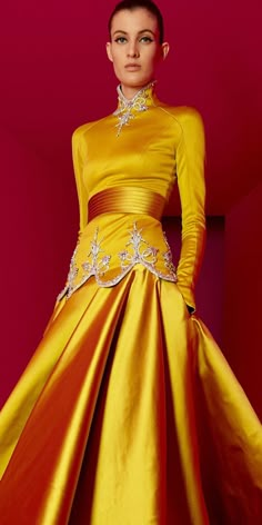 Mustard Color Dress, Mustard Colored Dress, Alexis Mabille, Haute Couture Runway, Elegant Dresses Classy, Simple Pakistani Dresses, Classy Dress Outfits, Mustard Color