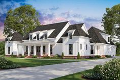 this is an artist's rendering of the front elevation of these luxury home plans