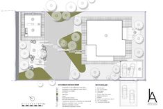 an architectural drawing shows the layout of a courtyard