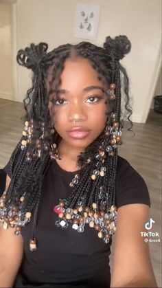 50 Stunning Braids for Black Women: Gallery & Video Showcase | 50 of the Best Braids for Black Women (Gallery & Video) | Aesthetic Braided Hairstyles For Women Simple Braids With Beads, Goddess Braids With Beads And Curls, Beads On Braids Black Women, Fairy Braids Black Women, Boho Braids Beads, Braided Hairstyles With Charms, Goddess Braids Beads, Braids On Natural Hair No Extensions, Shells In Hair Braids