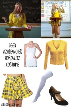 a collage of photos with the words iggy azaleagger, horowitzz costume