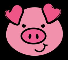 a pink pig with hearts on its head