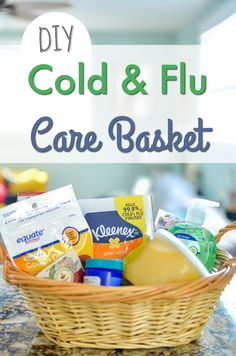 Cold Basket Care Packages, Sick Basket For Girlfriend, Feel Better Baskets For Her, Get Well Basket For Men, Feel Better Basket For Him, Care Package Ideas For Sick, Cold Care Package, Get Well Basket Ideas