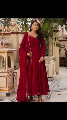 Flare Suits For Women, Red Anarkali Dress, Moti Lace, Simple Long Dress