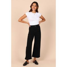 Get ready to make a bold fashion statement in these straight leg pants! With a high waisted fit, belt loops and functional front and back pockets, these pants will keep you looking stylish and feeling comfortable all day long. Plus, they feature a zipper fly with button close for an easy on-and-off fit. Put them together with an easy basic tee or dress them up for a night out on the town! High Waisted Straight Leg Pants, Wedding Swimwear, Petal And Pup, Womens Dress Pants, Bottom Clothes, Straight Leg Pants, Bottoms Pants, Capsule Wardrobe, Work Outfit