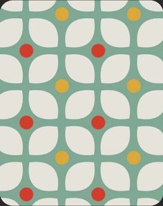 an abstract pattern with red, yellow and white circles on a green background for wallpaper