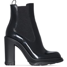 Alexander Mcqueen Tread Heeled Chelsea Boots Black Women’s Eu 37.5/Us 7.5 $1,150. New In Box. Alexander Mcqueen Tread Heeled Chelsea Boots Displaying Gothic Romanticism, These Alexander Mcqueen Chelsea Boots Combine A High Stacked Heel With A Ridged Rubber Sole. Showcasing A High-Shine Finish, Elasticated Side Panels And A Pull-Tab At The Heel, The Brand's Hybrid Attitude To Design Is Demonstrated. Made In Italy Highlights Black Leather Round Toe Elasticated Side Panels Ridged Rubber Sole Pull-T Black Short Boots, Alexander Mcqueen Boots, Womens Leather Ankle Boots, Heeled Chelsea Boots, Alexander Mcqueen Shoes, Women's Ankle Boots, Ankle Boots Black, Black Chelsea Boots, Black Boots Women