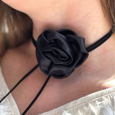 Rose flower choker made of silk, elegant and style in every season. The tails of choker made of suede leather. The material is soft and pleasure to the touch. Also, can be used as a decoration for your bag or backpack. On the photo you can see another tails with gray choker, but you get gray choker with tails made of suede leather as all chokers have.  The length of both tails is 75 in. (190 cm). SEND AS GIFT: If you need gift box, congratulatory message and express shipping, you can choose it a Adjustable Rose Choker For Parties, Elegant Rose Choker For Party, Elegant Rose Colored Party Choker, Elegant Adjustable Rose Design Choker, Elegant Rose Design Choker, Flower Choker, Leather Flowers, Choker Necklaces, Rose Flower