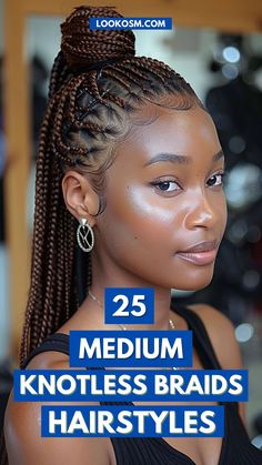 Steal the Spotlight: 25 Medium Knotless Braids Hairstyles Medium Knotless Braids Hairstyles, Long Braid Styles, Medium Knotless Braids, Knotless Braids Hairstyles, Different Braid Styles, Best Braid Styles, Cornrows With Box Braids, New Braided Hairstyles, Medium Knotless