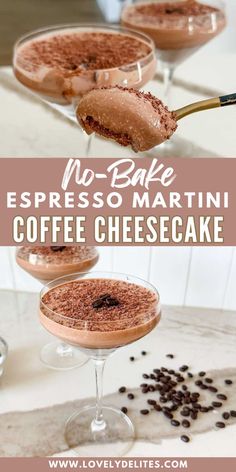 no bake espresso martini coffee cheesecake is an easy dessert that's ready in less than 30 minutes