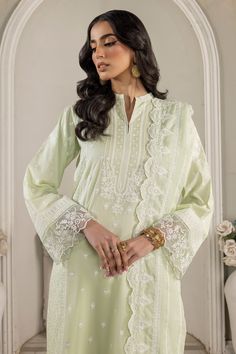 Brand: LSM LakhanyProduct Code: LG-SR-0175Collection: Lakhany Eid Edition Unstitched Summer CollectionFabric: Lawn DESIGN DETAILS: Dupatta: Fancy Emb Zari 01 Piece Front Panel: Dyed Emb Lawn 01 Piece Shirt Back: Dyed Emb Lawn 01 Piece Sleeves: Dyed Emb Lawn 01 Pair Border: Organza 01 Piece Dupatta Lace: Emb 01 Piece Front Kali: Emb 01 Pair Trouser: Dyed 01 Piece Fabric Border: Emb 01 Piece Fabric: Lawn Work: Embroidered Color: Green DISCLAIMER:* Lining, Laces, and Tassels are not included in unstitched variants.* Embellishment items in stitched outfits are subject to market availability.* The actual colors of the outfit may vary from the colors being displayed on your device. CARE INSTRUCTIONS: Extra Fabric Has Been Used For Shoot Original Color May Vary Slightly From The Picture Dry Clean Dupatta Lace, Lawn Work, Lawn Design, Lawn Shirts, Pakistani Designers, Pakistani Outfits, Fabric Stores Online, Fashion Consultant, Online Fashion Stores