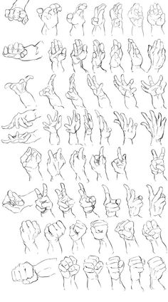 an image of hand gestures drawn in black and white