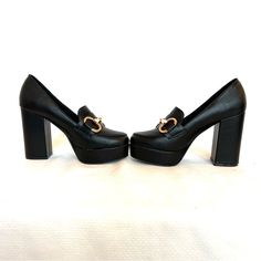 Bamboo Platform Heel Black Shoes There Is A Small Factory Defect On One Of The Heel. Man Made Material Please Check Out The Pictures Brand New With A Box. Heel 4 1/2” Platform 1 1/4” Elegant Chunky Platform Heels Medium Width, Trendy Chunky Platform Heels For Formal Occasions, Formal Chunky Platform Heels With Round Toe, Formal Synthetic Heels With Chunky Platform, Formal Black Chunky Platform Heels, Elegant Almond Toe Heels With Chunky Platform, Trendy Formal Heels With Metal Feet, Platform Shoes Heels, Black Platform Heels