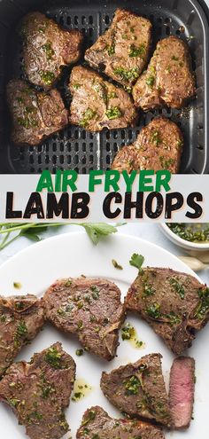 air fryer lamb chops on a white plate