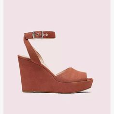 Worn Once Chic Kate Spade Wedge Sandals With Round Toe, Kate Spade Casual Leather Sandals, Casual Kate Spade Leather Sandals, Kate Spade Casual Summer Heels, Summer Casual Kate Spade Heels, Casual Kate Spade Heels For Summer, Tan Espadrilles, Brown Wedge Sandals, Kate Spade Shoes