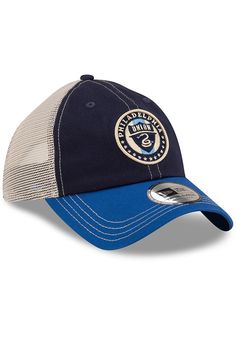 This Philadelphia Union Navy Blue Adjustable Hat features a front embroidered team logo on an unstructured crown with matching visor and contrast soft meshback. New Era Casual Classic Meshback, Front embroidered team logo, 6-panel design with eyelets, Soft contrast meshback, Adjustable Closure, Cotton & polyester blend material, Curved Bill, Low Crown, Unstructured, Imported Philadelphia Union, Detroit City, Minnesota United Fc, Jersey Hat, Vancouver Whitecaps Fc, Nba Hats, Sporting Kansas City, Team Jersey, Hat Shop