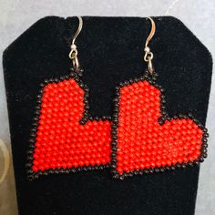 Heart Earrings Seed Bead Valentine Dangle Earrings - Etsy Red Heart Beads Jewelry For Crafting, Valentine's Day Heart Beaded Round Earrings, Red Heart Beaded Earrings, Etsy Earrings Dangle, Philadelphia Pa, Earrings Etsy, Heart Earrings, Jewelry Trends, Seed Bead