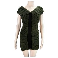 Vintage Azzedine Alaïa Spring 1994 "Houpette" Dress - versions seen on the runway, in campaign images & held in museums Dark forest green chenille knitted dress Very soft plush stretch fabric Can be worn on or off shoulder Hidden zip up back Size XS, best fits UK 6 & 8 / US 2 & 4 Length 37" Green Knit Mini Sweater Dress, Green Knit Party Dress, Green Stretch Knit Sweater Dress, Fitted Green Knit Sweater Dress, Stretch Knit Green Sweater Dress, Green Sweater Dress For Fall Party, Chic Green Knit Mini Dress, Chic Green Knitted Dress, Green Knit Mini Dress