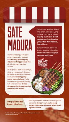 an advertisement for the restaurant called sate madura, which is located in malaysia