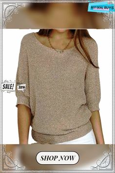 Casual Plain Long Sleeved Knitted Top Beige Knit Top For Fall, Chic Chunky Knit Top For Spring, Spring Chic Chunky Knit Top, Casual Chunky Knit Top For Spring, Spring Casual Chunky Knit Tops, Spring Brown Knit Top, Casual Open Knit Top For Fall, Casual Beige Chunky Knit Top, Spring Chunky Knit Solid Tops