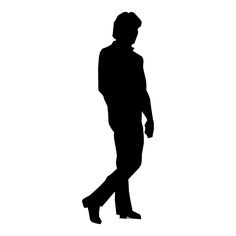 a man walking in silhouette on a white background